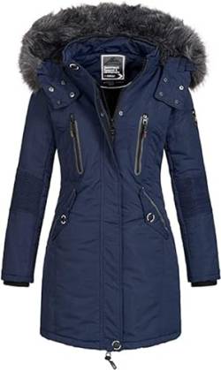 Geographical Norway CORALY Damen / Lady - Mantel / Daunenjacke Damen Parka - schicke Fleecejacke f?r den Winter, lange Damenjacke, Marineblau, 38 von Geographical Norway