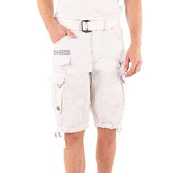 Geographical Norway Cargo Shorts Kurze Hose Bermuda mit Gürtel Short Hunter im Bundle mit UD Bandana (5XL, White) von Geographical Norway