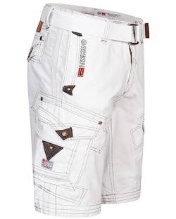 Geographical Norway Cargo Shorts Kurze Hose Knielang Short Bermuda Sommer Urlaub Freizeit FVS Production H-H, Hosengröße:L / W33, Farbe:Weiß von Geographical Norway