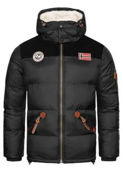 Geographical Norway Celian Men - Winterjacke Herren Warme Steppung Mann Herbst Winter - Warme Manteljacke leicht Kapuze - Daunenjacke Windstopper Langarm Polsterung - Männer (Schwarz S) von Geographical Norway