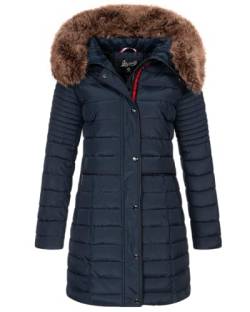 Geographical Norway Charlize Lady - Winterjacke Damen Warme Steppung Mann Herbst Winter - Warme Manteljacke leicht Kapuze - Daunenjacke Windstopper Langarm Polsterung - Frauen (Marineblau XL) von Geographical Norway