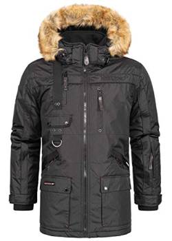 Geographical Norway Chirac Men - Parka Groß Warm Mann Herbst Winter - Wasserabweisender Mantel - Outdoor Pelz Kapuzenjacke - Windjacke - Männer (Schwarz 7XL) von Geographical Norway