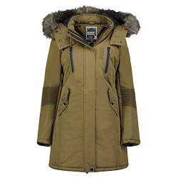 Geographical Norway Coraly Lady - Warmer Halbdicker Parka Frau Herbst Winter - Feiner Mantel Kapuze Und Kunstpelz - Windjacke Daunenjacke Lang - Ideal Geschenk Frauen (khaki L-Größe 3) von Geographical Norway