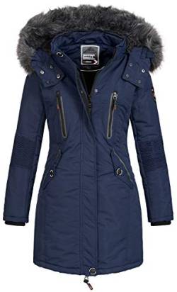 Geographical Norway Damen Jacke Winterparka Coracle/Coraly XL-Fellkapuze Navy XXL von Geographical Norway