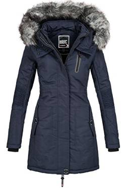 Geographical Norway Damen Jacke Winterparka Coracle XL-Fellkapuze Navy S von Geographical Norway