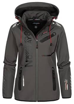 Geographical Norway Damen Reine Jacke Softshell Windbreaker Kapuze Patches Größe L Farbe WT4039F/GN-darkgrey-black von Geographical Norway