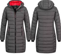 Geographical Norway Damen Winter Jacke Stepp Mantel Parka Lange Steppjacke Winterparka, Farbe:Anthrazit, Größe:S 36 von Geographical Norway