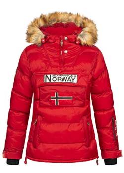 Geographical Norway Damen Winterjacke Belancolie Parka Jacke Schlupfjacke Skijacke Kapuze Webpelz, rot, Gr:M von Geographical Norway