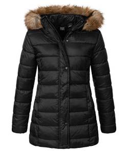 Geographical Norway Damen Winterjacke Parka Damenjacke Damenmantel Wintermantel Damen Jacken Outdoorjacke Warm Kunstfellkragen Gefüttert D-458 Schwarz S von Geographical Norway