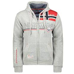 Geographical Norway FAPONIE Men - Herren Kapuzenpulli Sweat - Herren Logo Sweatshirt - Langarm Warmes Kapuzen Sweatshirt - Hoodie Pullover Passform Regular Sweater (L Grau) von Geographical Norway