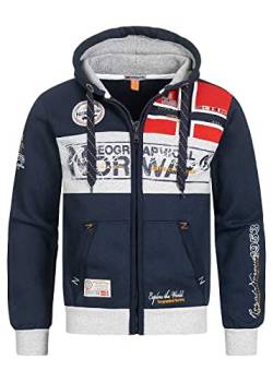 Geographical Norway Flyer Men - Hoodie Herren mit Kapuze Zip Tasche Känguru Mann - Pullover Sweatshirt Warm Langarm - Hoody Männer Jungen Frühling Sommer Herbst Winter (Marineblau S) von Geographical Norway