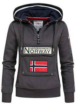 Geographical Norway GYMCLASS Lady - Damen Sweatshirt Hoody Und Taschen Känguru - Damen Sweatshirt Langarm - Pullover Winter - Hoodie Jacke Tops Sport Kapuzen Hoodies (DUNKELGRAU XXL - GRÖSSE 5) von Geographical Norway