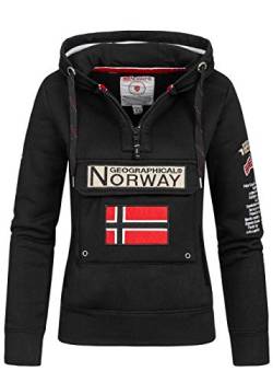 Geographical Norway GYMCLASS Lady - Damen Sweatshirt Hoody Und Taschen Känguru - Damen Sweatshirt Langarm - Pullover Winter - Hoodie Jacke Tops Sport Kapuzen Hoodies (SCHWARZ XXL - GRÖSSE 5) von Geographical Norway