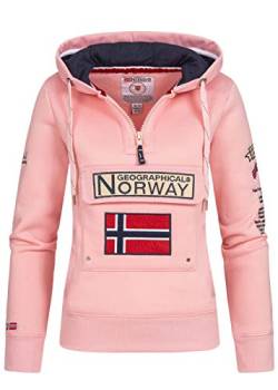 Geographical Norway GYMCLASS Lady - Damen Sweatshirt Hoody Und Taschen Känguru - Damen Sweatshirt Langarm Pullover Winter - Hoodie Jacke Tops Sport Kapuzen Hoodies BLASSROSA L - GRÖSSE 3 von Geographical Norway