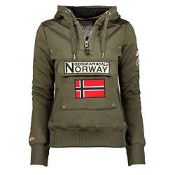 Geographical Norway GYMCLASS Lady - Damen Sweatshirt Hoody Und Taschen Känguru - Damen Sweatshirt Langarm Pullover Winter - Hoodie Jacke Tops Sport Kapuzen Hoodies Khaki 2XL - GRÖSSE 5 von Geographical Norway