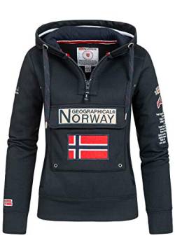 Geographical Norway GYMCLASS Lady - Damen Sweatshirt Hoody Und Taschen Känguru - Damen Sweatshirt Langarm Pullover Winter - Hoodie Jacke Tops Sport Kapuzen Hoodies Marineblau S - GRÖSSE 1 von Geographical Norway