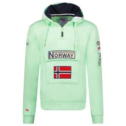 Geographical Norway GYMCLASS Men - Herren Kängurutasche Hoodie Sweatshirt mit Markenlogo und Langarm, grün, XL von Geographical Norway