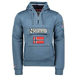Geographical Norway GYMCLASS Men - Herren Kapuzen Sweatjacke - Sweater Manner Basic Fit Classic Hoody-Logo-Kapuzenpullover-Kapuzenjacke - Langarm-Kapuzenpulli Regular Hoodie (Petrol BLAU L) von Geographical Norway
