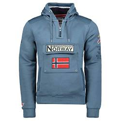 Geographical Norway GYMCLASS Men - Herren Kapuzen Sweatjacke - Sweater Manner Basic Fit Classic Hoody-Logo-Kapuzenpullover-Kapuzenjacke - Langarm-Kapuzenpulli Regular Hoodie (Petrol BLAU XL) von Geographical Norway