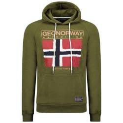 Geographical Norway Gaelig Men - Kapuzenpullover Zip Tasche Mann - Sweatjacke Pullover Logo Langarm Warm - Männer Jahreszeit Frühling Sommer Herbst Winter (Khaki XL) von Geographical Norway