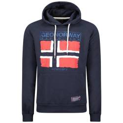 Geographical Norway Gaelig Men - Kapuzenpullover Zip Tasche Mann - Sweatjacke Pullover Logo Langarm Warm - Männer Jahreszeit Frühling Sommer Herbst Winter (Marineblau S) von Geographical Norway