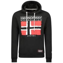 Geographical Norway Gaelig Men - Kapuzenpullover Zip Tasche Mann - Sweatjacke Pullover Logo Langarm Warm - Männer Jahreszeit Frühling Sommer Herbst Winter (Schwarz XXL) von Geographical Norway