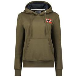 Geographical Norway Genifer Lady - Sweatjacke Damen Hoodie Zip mit Kapuze Taschen - Pullover Langarm Warm Jacke - Kapuzenjacke Frauen Jahreszeit Frühling Sommer Herbst (Militär Khaki L) von Geographical Norway