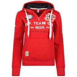 Geographical Norway Goptaine Lady - Sweatjacke Damen Hoodie Zip mit Kapuze Taschen - Pullover Langarm Warm Jacke - Kapuzenjacke Frauen Jahreszeit Frühling Sommer Herbst (Rot XL) von Geographical Norway