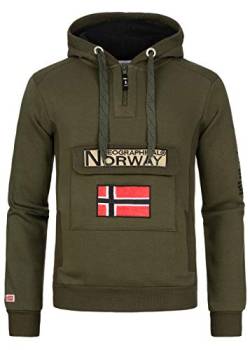 Geographical Norway Gymclass Men - Hoodie Herren mit Kapuze Zip Tasche Känguru Mann - Pullover Sweatshirt Warm Langarm - Hoody Männer Jungen Frühling Sommer Herbst Winter (Khaki M) von Geographical Norway