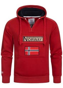 Geographical Norway Gymclass Men - Hoodie Herren mit Kapuze Zip Tasche Känguru Mann - Pullover Sweatshirt Warm Langarm - Hoody Männer Jungen Frühling Sommer Herbst Winter (Rot XXL) von Geographical Norway