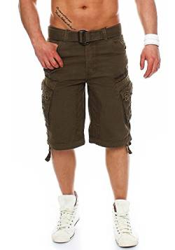 Geographical Norway Herren Baumwoll Cargo Shorts Parasol Stoff-Gürtel,Khaki,M von Geographical Norway