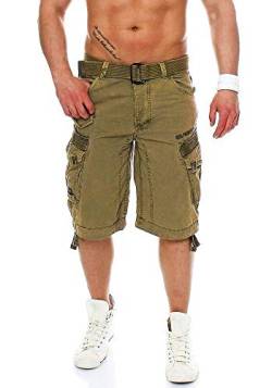 Geographical Norway Herren Baumwoll Cargo Shorts Parasol Stoff-Gürtel,Mastic,L von Geographical Norway