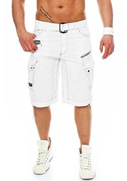 Geographical Norway Herren Baumwoll Cargo Shorts Parasol Stoff-Gürtel,White,XXL von Geographical Norway