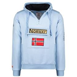 Geographical Norway GYMCLASS Men - Herren Kapuzen Sweatjacke - Sweater Manner Basic Fit Classic Hoody-Logo-Kapuzenpullover-Kapuzenjacke - Langarm-Kapuzenpulli Regular Hoodie (HIMMELBLAU L) von Geographical Norway