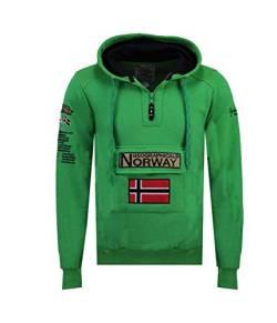 Geographical Norway GYMCLASS Men - Herren Kapuzen Sweatjacke - Sweater Manner Basic Fit Classic Hoody-Logo-Kapuzenpullover-Kapuzenjacke - Langarm-Kapuzenpulli Regular Hoodie (FLUORESZIEREND GRÜN 3XL) von Geographical Norway