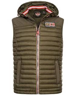 Geographical Norway Herren Steppweste Bodywärmer Weste Outdoor Kapuzenweste Herbst Vest, Farbe:KAKI, Größe:L 50 von Geographical Norway