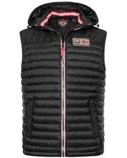 Geographical Norway Herren Steppweste Bodywärmer Weste Outdoor Kapuzenweste Herbst Vest, Farbe:Schwarz, Größe:M 48 von Geographical Norway