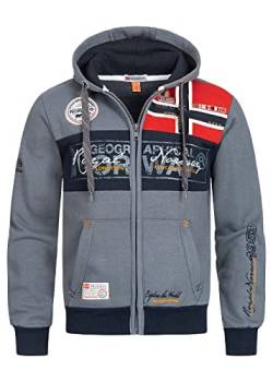 Geographical Norway Herren Sweat Jacke Sweater Sweat Shirt Hoodie Übergangs Jacke Herbst Frühlings Jacke, Farbe:Anthrazit, Größe:S von Geographical Norway