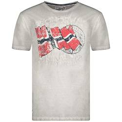 Geographical Norway Japoral Men T-Shirt aus Baumwolle – T-Shirt mit klassischem Logo – Kurzarm – Rundhalsausschnitt – Lässige Passform (Grau, M) von Geographical Norway