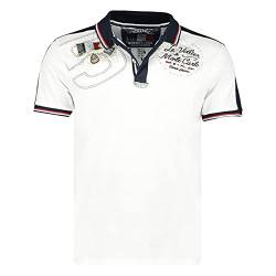 Geographical Norway Kalvin Men – Poloshirt für Herren, Bedruckt, klassisch, Baumwolle, Kurze Ärmel, lässiger Kragen mit Knopf – Casual T-Shirt, Tops, Regular Fit, Stil Classic (Weiß, XL) von Geographical Norway