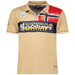 Geographical Norway Kidney Men – Poloshirt für Herren, Bedruckt, klassisch, Baumwolle, Kurze Ärmel, lässiger Kragen mit Knopf (Beige, L) von Geographical Norway