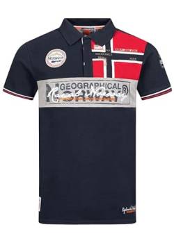 Geographical Norway Kidney Men – Poloshirt für Herren, Bedruckt, klassisch, Baumwolle, Kurze Ärmel, lässiger Kragen mit Knopf (Marine, L) von Geographical Norway