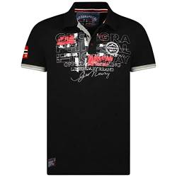 Geographical Norway Kutta Men - Herren Classic Print Polo Shirt - Baumwolle Kurzarm Casual Button Down - Casual Shirt Tops Regular Fit Style Classic Casual SCHWARZ M von Geographical Norway