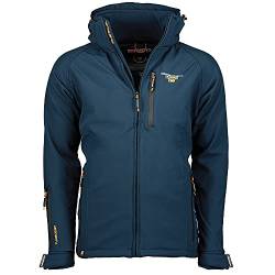 Geographical Norway Taboo Men - Jacke Softshelljacke Herren Wasserdicht atmungsaktiv Kapuzen - Outdoor Mantel Windjacke Tactical - Wandern Ski Herbst Winter Frühling (Marineblau S) von Geographical Norway