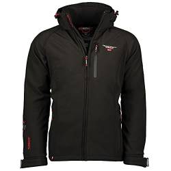 Geographical Norway Taboo Men - Kapuzen-Softshelljacke Mann Wasserdicht - Outdoor Mantel Windjacke Tactical Widerstandsfähig - Wandern Ski Herbst Winter Frühling (Schwarz M) von Geographical Norway