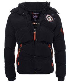 Geographical Norway VERVEINE BELL Men - Herren Winterjacke - Jacke / Jacke Sportwear Winddicht - Parka/Mantel mit Kapuze - Langärmelige Kleidung, Schwarz , S von Geographical Norway