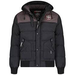 Geographical Norway Volva Men - Herren Warme Jacke Gewebe - Dicken Mantel Kapuze Outdoor Pelzmantel - Winterjacke Jacken Outdoor Perfekt Ourdoorjacke (Schwarz XXL) von Geographical Norway