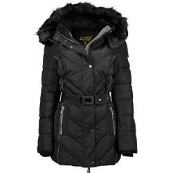 Geographisches Norwegen BECKY LADY - Warmer Damen Parka - Dicker Mantel mit Kunstpelz Kapuze - Winter Wind Jacke - Lange Jacke mit Warmfutter - Elegantes Mode Frauen Geschenk (Schwarz 2XL) Größe 5 von Geographical Norway