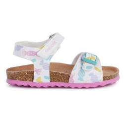 Geox B CHALKI Girl Sandal, White/Multicolor von Geox