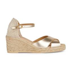 Geox D GELSA Low A Wedge Sandal, LT Gold, 41 EU von Geox